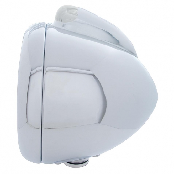 Stainless Steel Guide 682-C Headlight H4 With 6 Amber LED & LED Signal - Clear Lens - Thumbnail 3