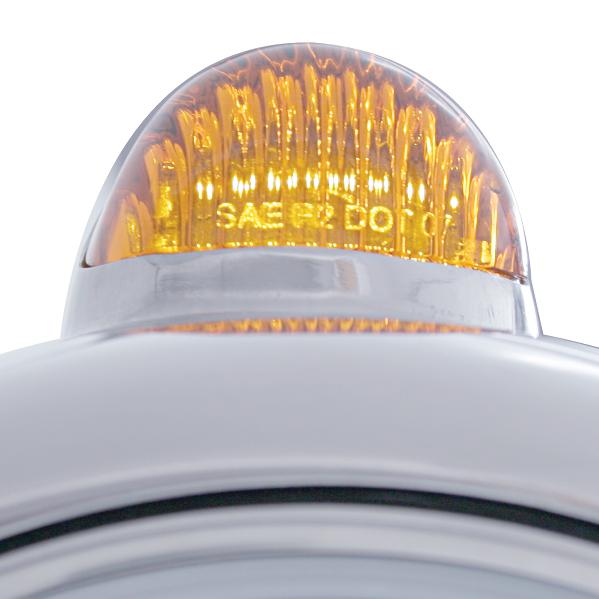 Chrome Guide 682-C Headlight H4 With 10 Amber LED & Dual Mode LED Signal - Amber Lens - Thumbnail 2
