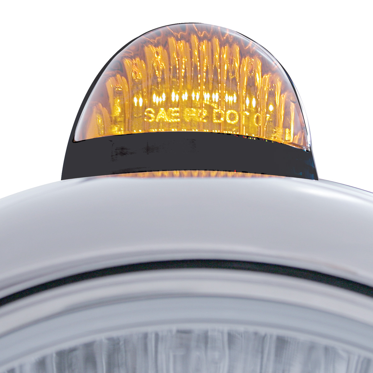 Black Guide 682-C Headlight H4 With 10 Amber LED & Dual Mode LED Signal - Amber Lens - Thumbnail 2