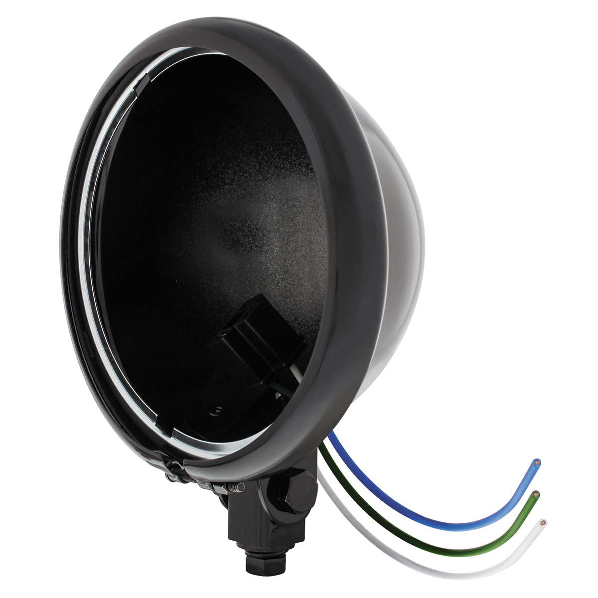 Black 5-3/4" Motorcycle Headlight Housing Only - Bottom Mount - Thumbnail 2