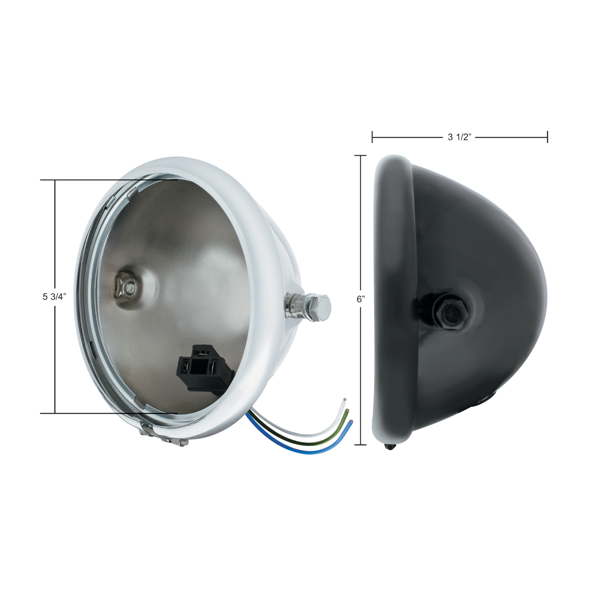 Chrome 5-3/4" Motorcycle Headlight Housing Only - Side Mount - Thumbnail 4