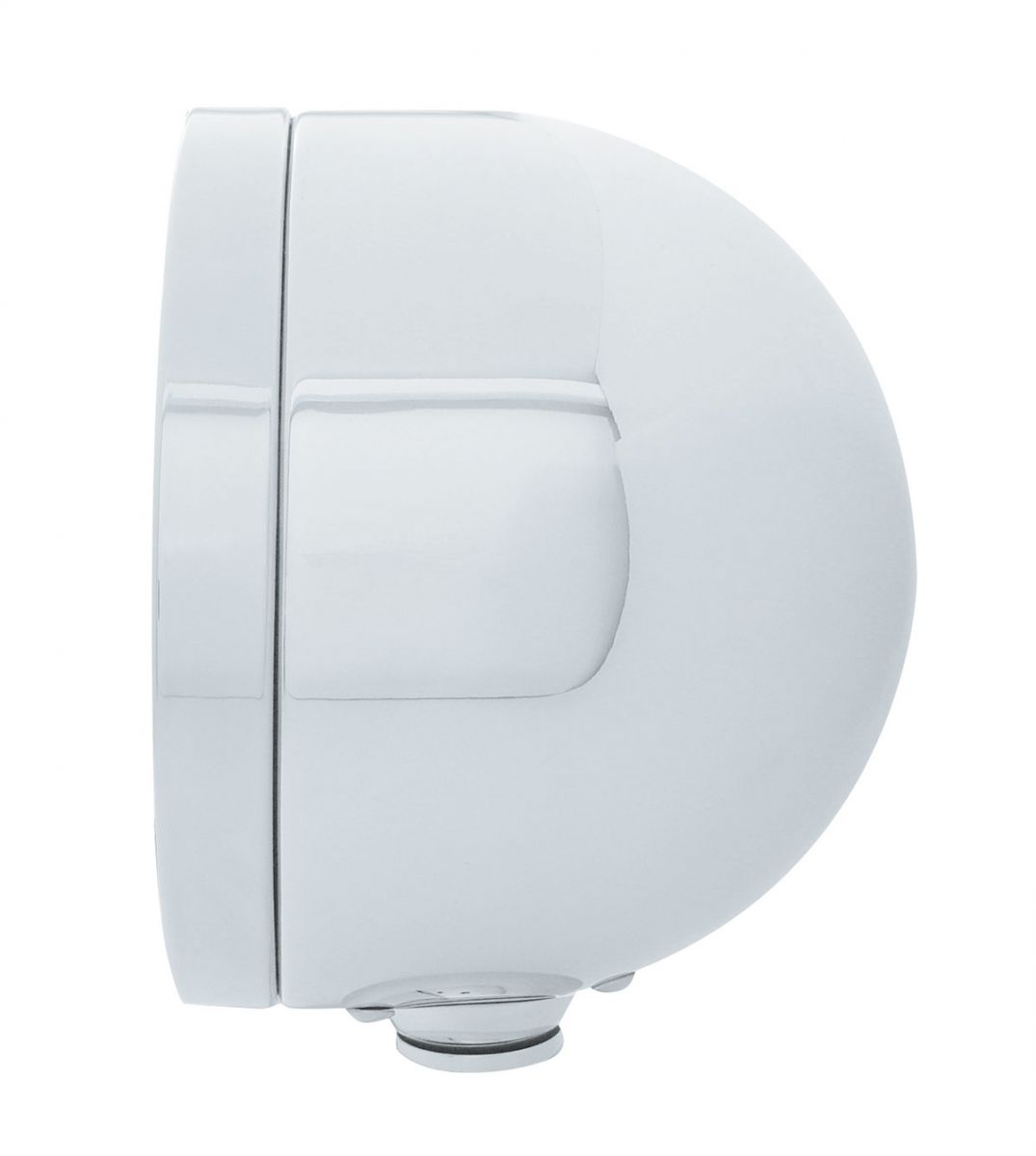 Stainless Steel Classic Half Moon Headlight H4 With LED Turn Signal - Amber LED/Lens - Thumbnail 2