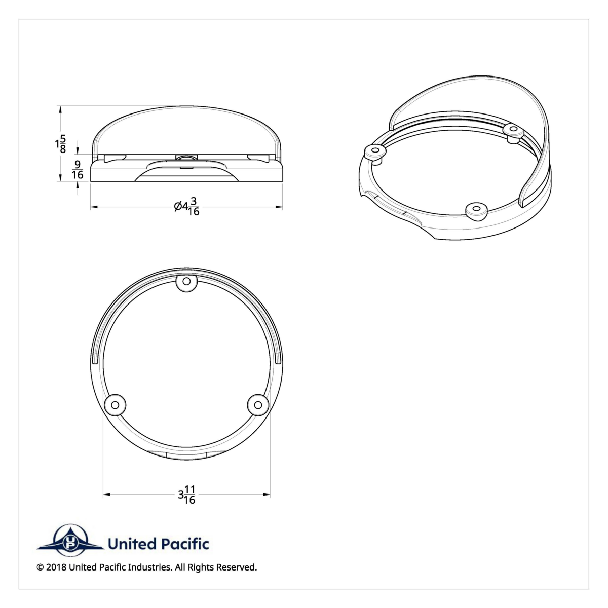 Round Double Face Light Bezel With Visor - Fits 38113 Series - Thumbnail 4