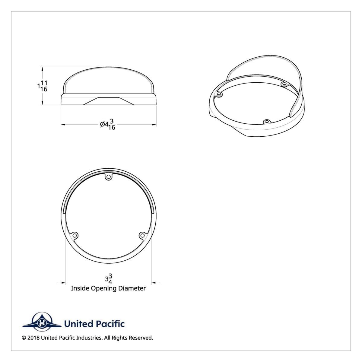 Chrome Plastic Bezel For Unted Pacific Double Face LED Lights With Visor - Thumbnail 4
