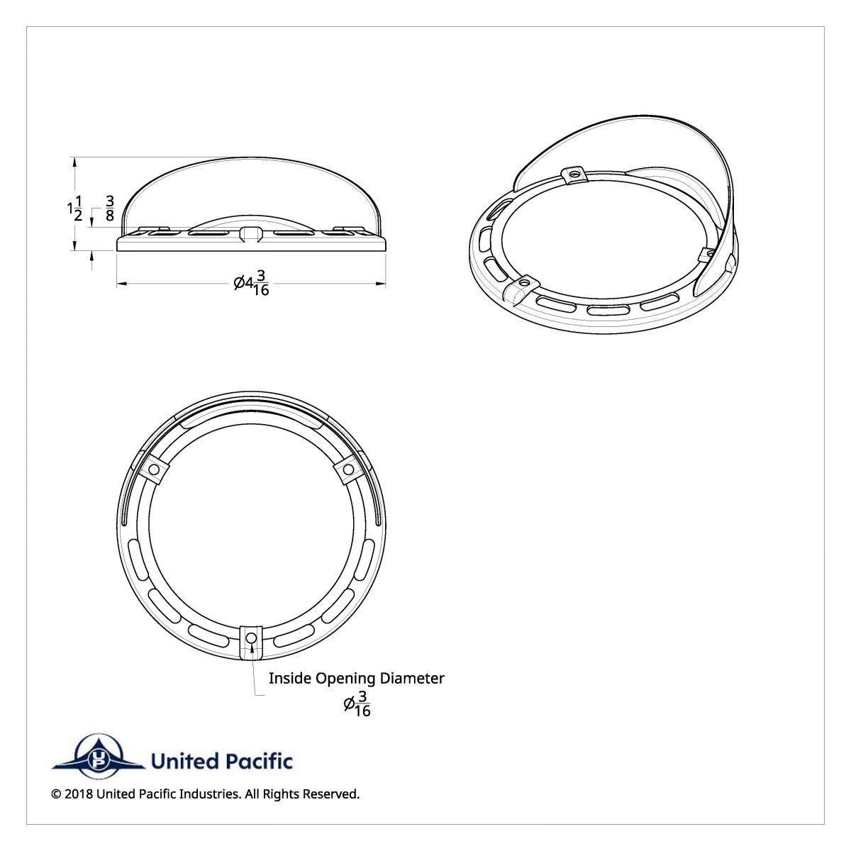 Round Turn Signal Light Bezel With Up Side Down Visor - Thumbnail 3