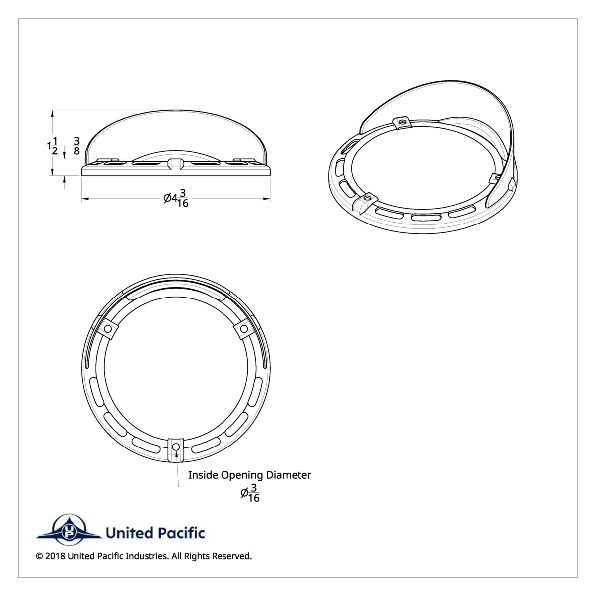 Round Turn Signal Light Bezel With Up Side Down Visor - Thumbnail 6