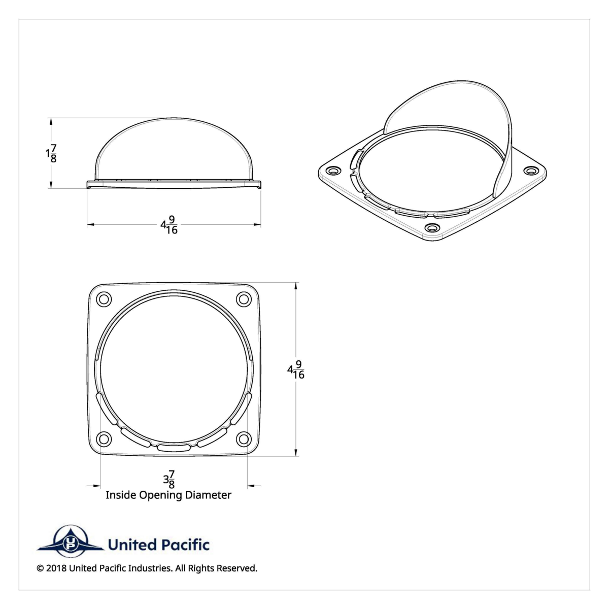 LED Square Double Face Light Bezel With Visor - Fits Up 38701 Series - Thumbnail 3