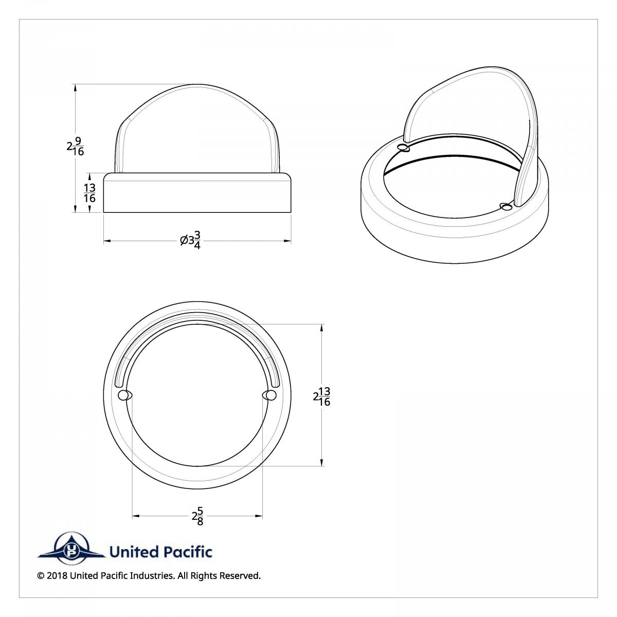 Chrome Plastic Cab Light Bezel With Visor For United Pacific Truck-Lite Style Cab Light - Thumbnail 4