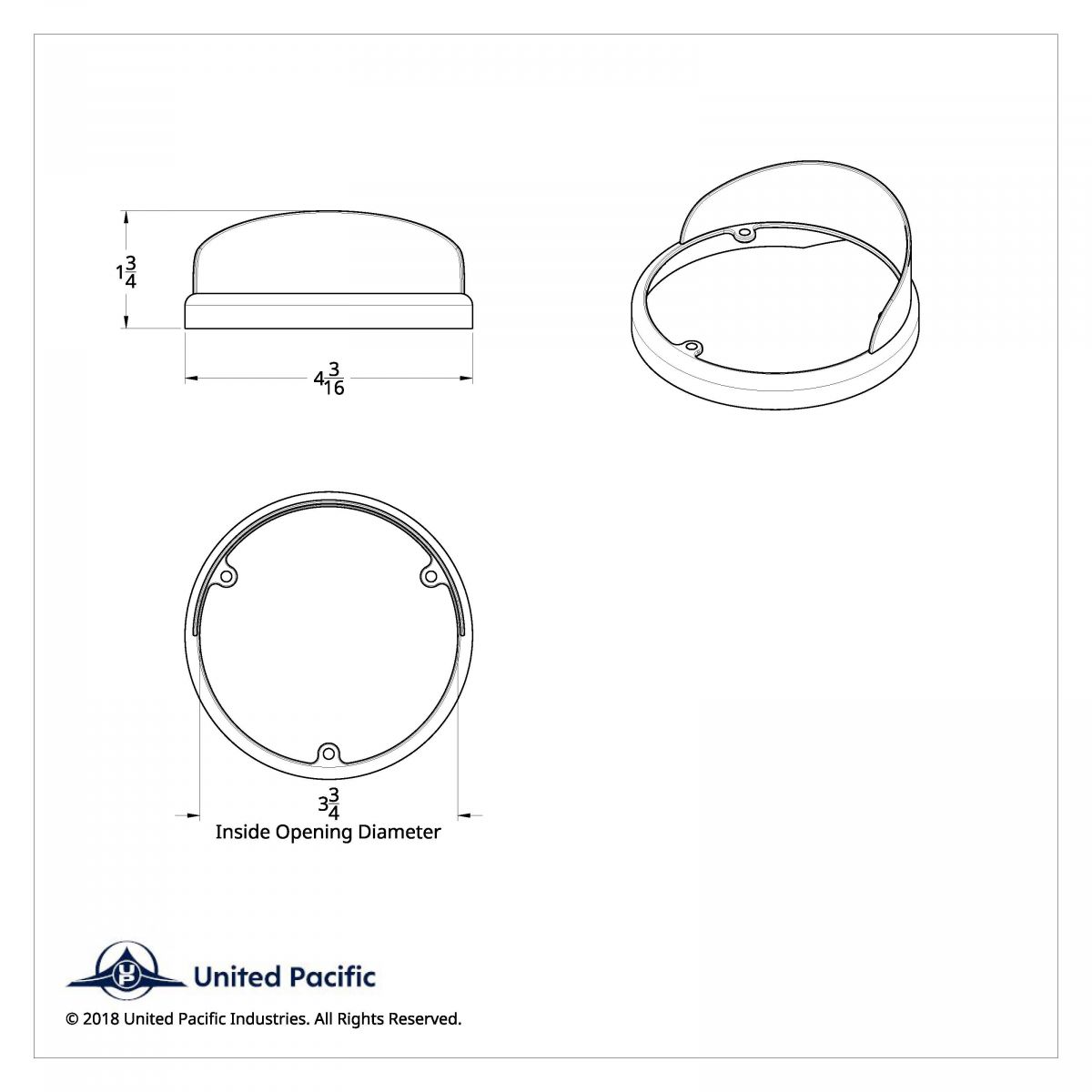 Chrome Plastic Bezel For United Pacific Double Face LED Lights With Upside Down Visor - Thumbnail 2