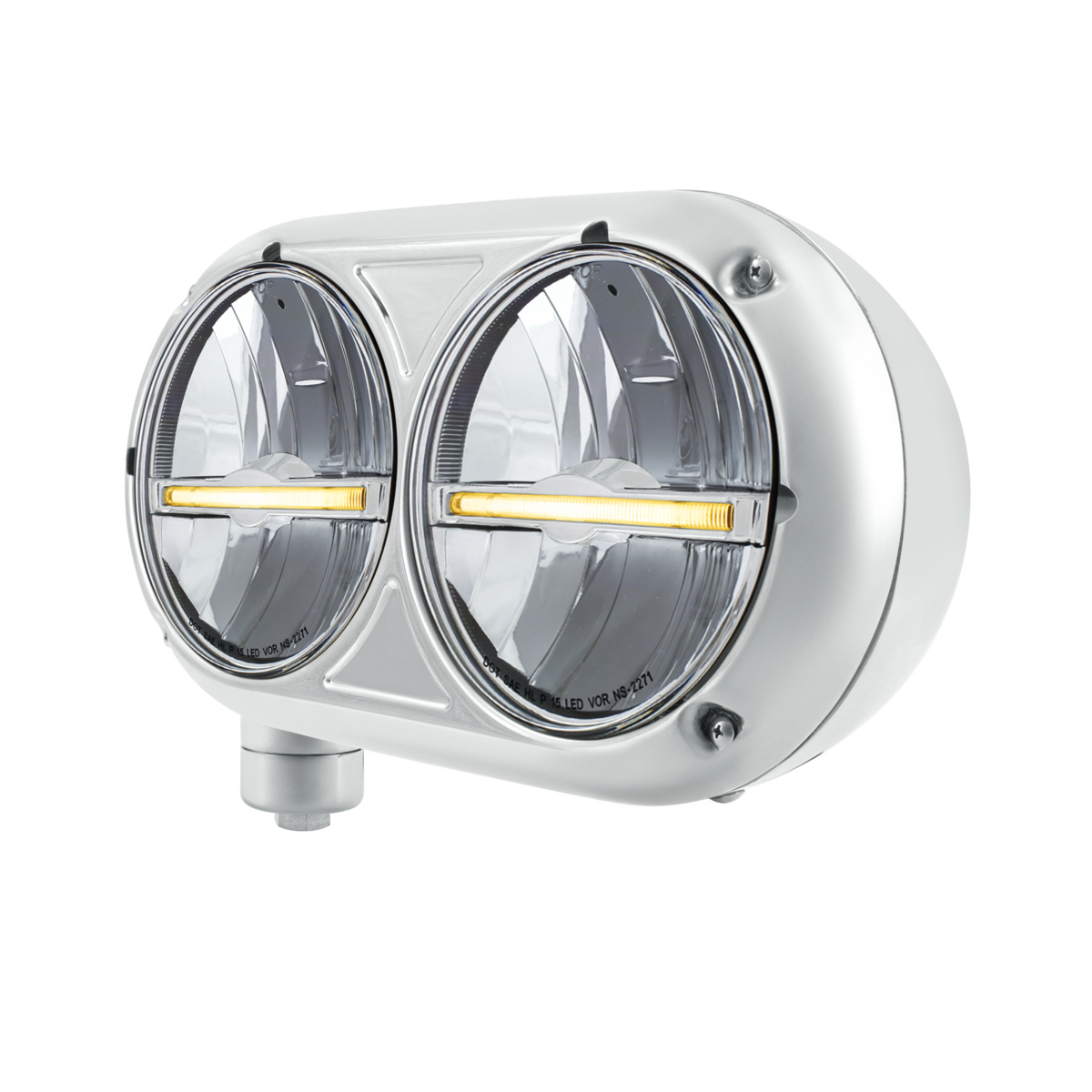 Headlight Assembly With 304 SS Housing & LED Headlights W/Amber LED Position Light For Peterbilt 359 - Driver - Thumbnail 2