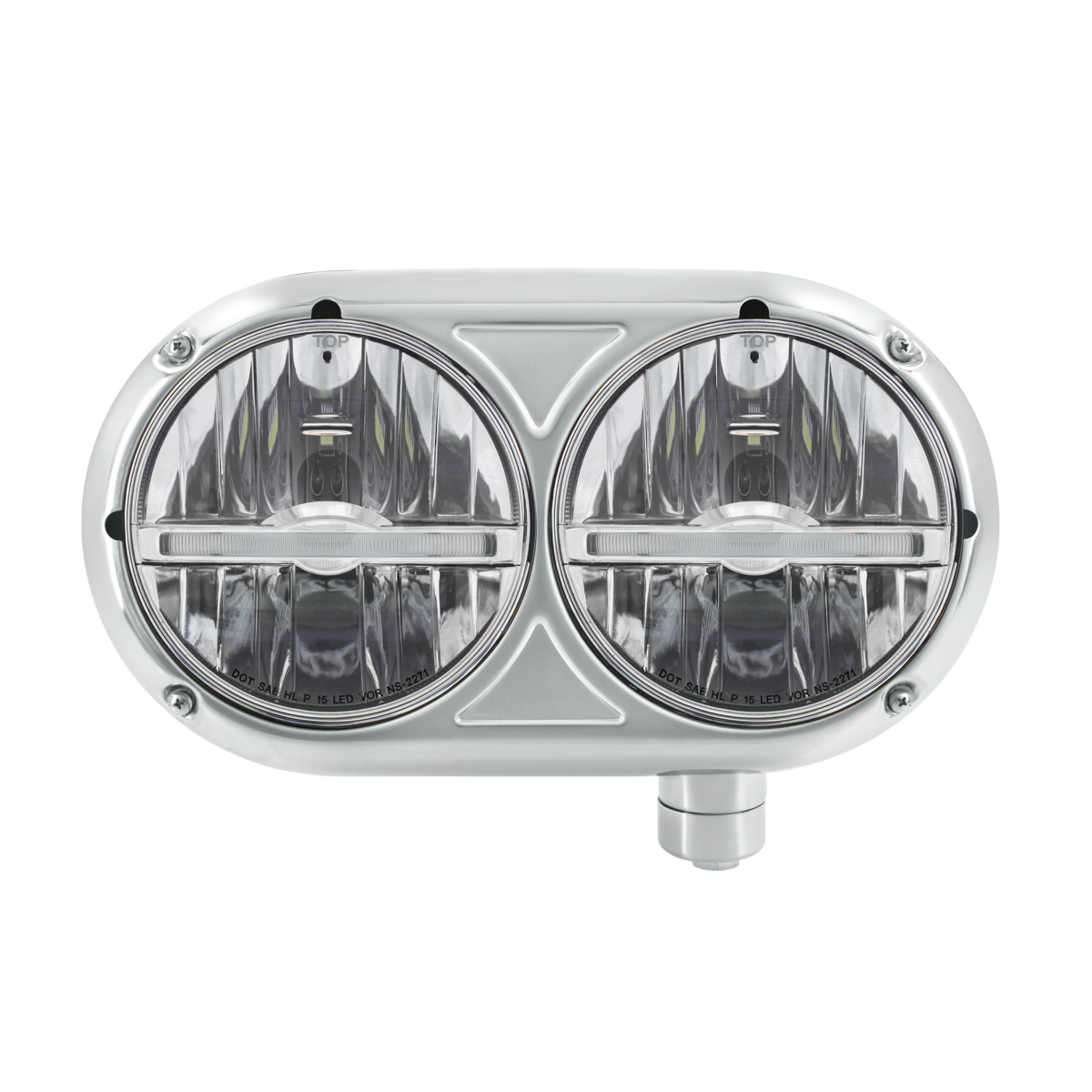 Headlight Assembly With 304 SS Housing & LED Headlights W/White LED Position Light For Peterbilt 359 - Passenger