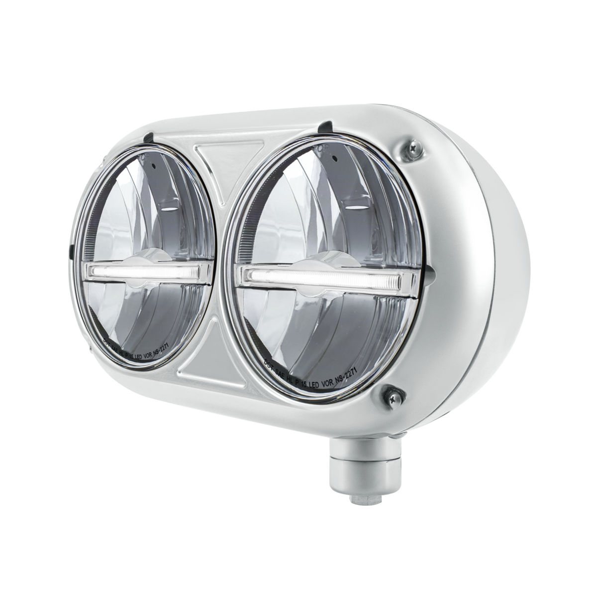 Headlight Assembly With 304 SS Housing & LED Headlights W/White LED Position Light For Peterbilt 359 - Passenger - Thumbnail 2