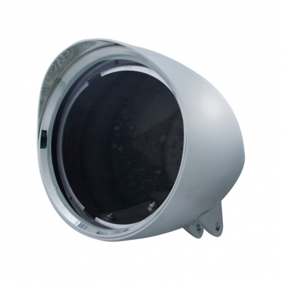 Motorcycle Chrome "Chopper" Headlight Housing With Smooth Visor