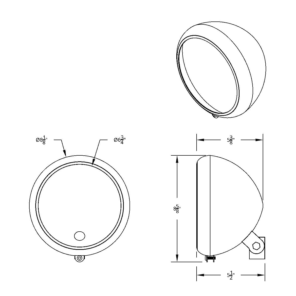 Chrome 7" Motorcycle Headlight Housing - Thumbnail 3