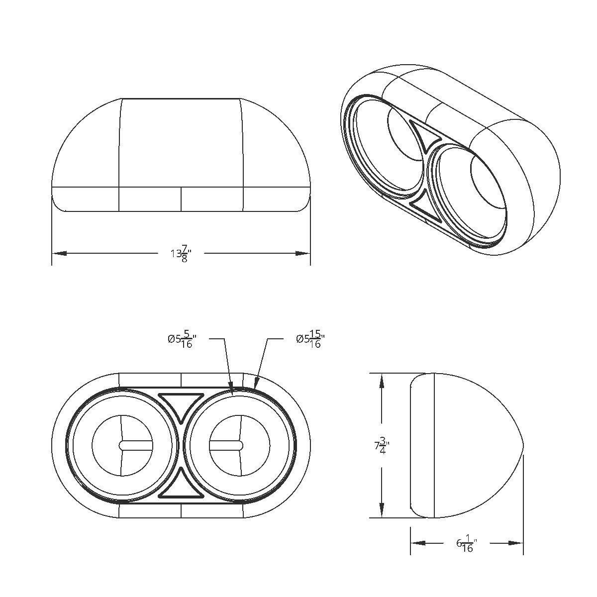 304 Stainless Dual Headlight Housing With Inner Lamp Bucket For Peterbilt 359 - Driver - Thumbnail 2