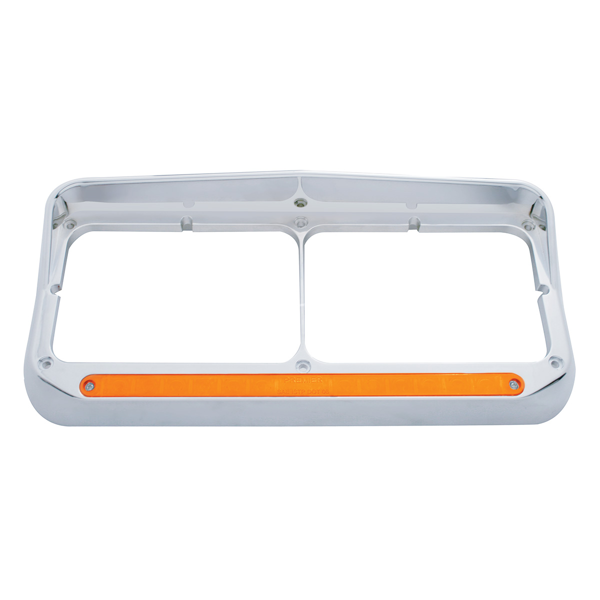 14 LED Chrome Rectangular Dual Headlight Bezel With Visor - Amber LED/Amber Lens - Thumbnail 2