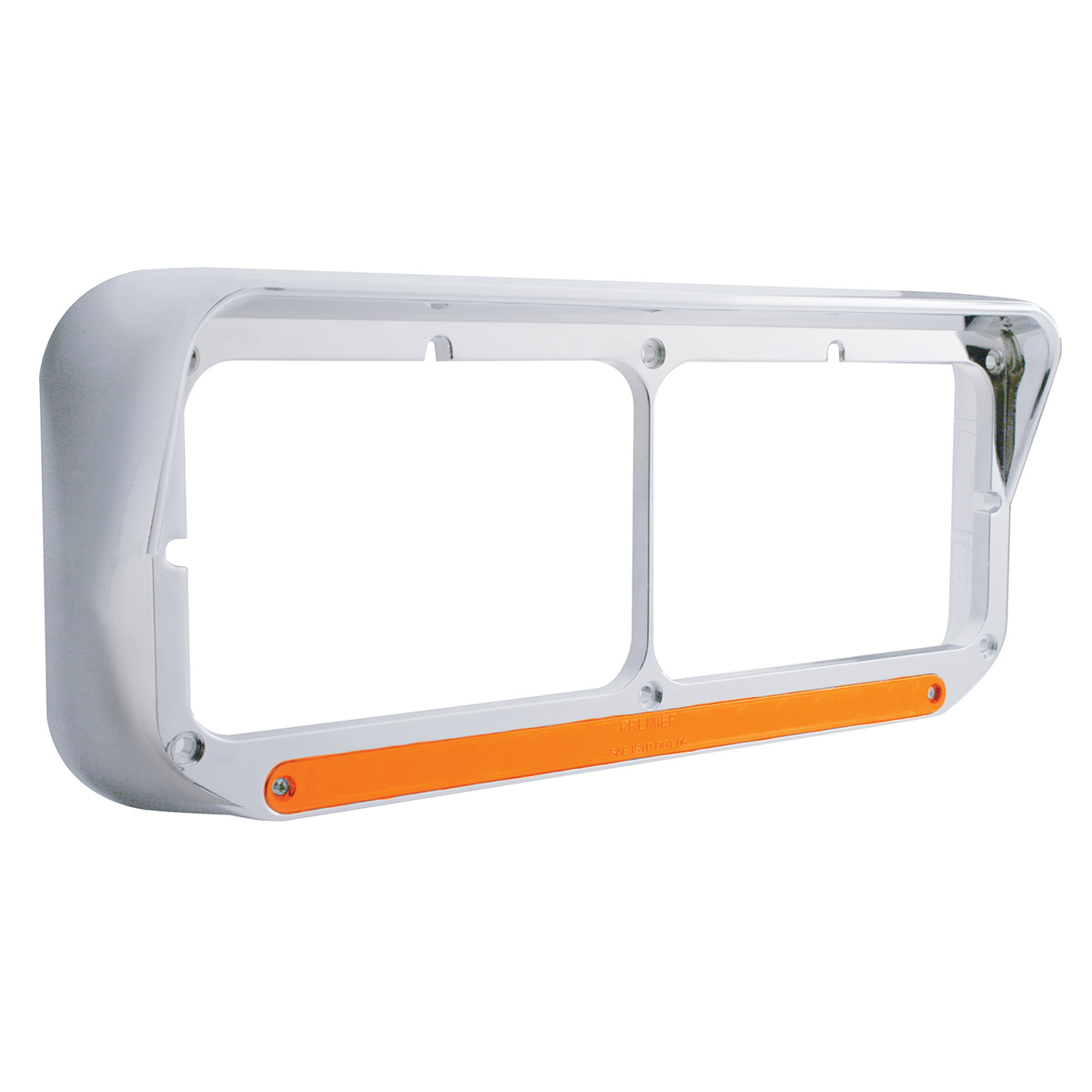 14 LED Chrome Rectangular Dual Headlight Bezel With Visor - Amber LED/Amber Lens - Thumbnail 4
