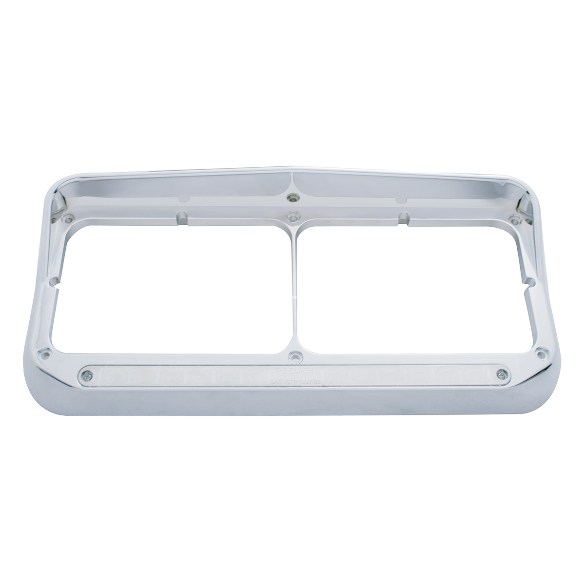 14 LED Chrome Rectangular Dual Headlight Bezel With Visor - Amber LED/Clear Lens - Thumbnail 2