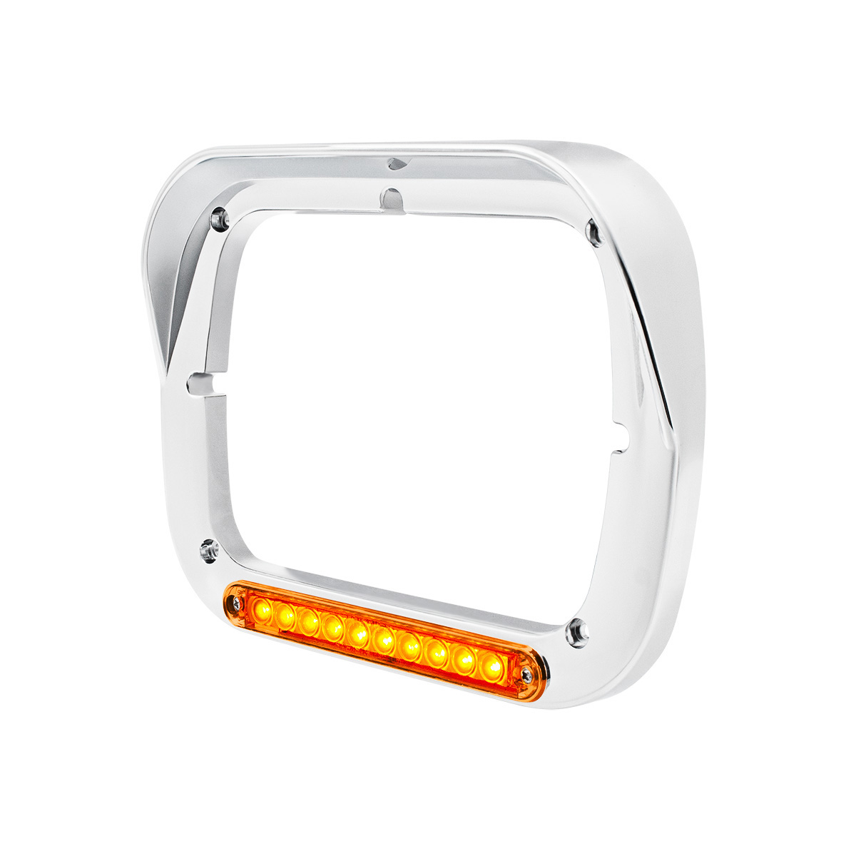 10 LED 5" x 7" Headlight Bezel With Visor - Amber LED/Amber Lens - Thumbnail 3