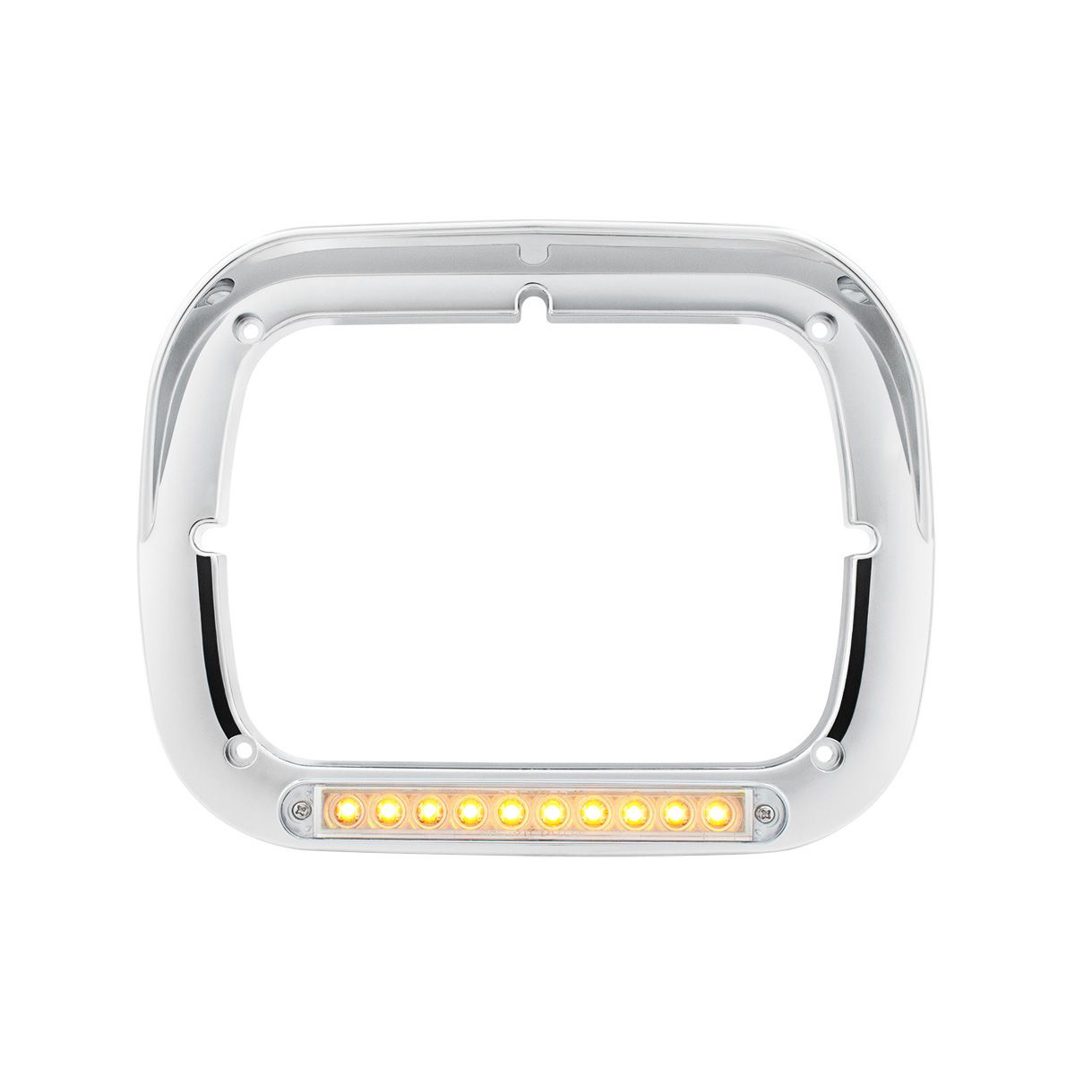 10 LED 5" x 7" Headlight Bezel With Visor - Amber LED/Clear Lens