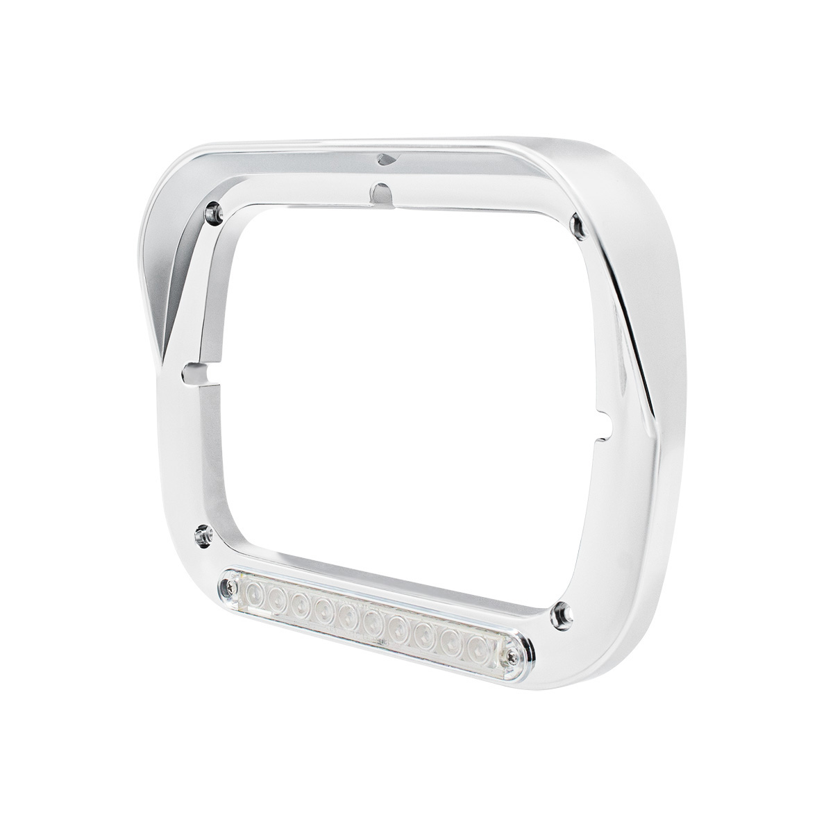 10 LED 5" x 7" Headlight Bezel With Visor - Amber LED/Clear Lens - Thumbnail 4