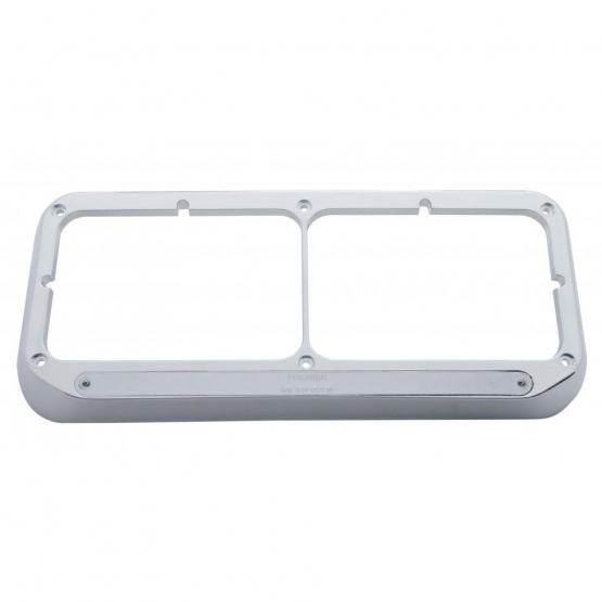 14 LED Chrome Rectangular Dual Headlight Bezel - Amber LED/Chrome Lens