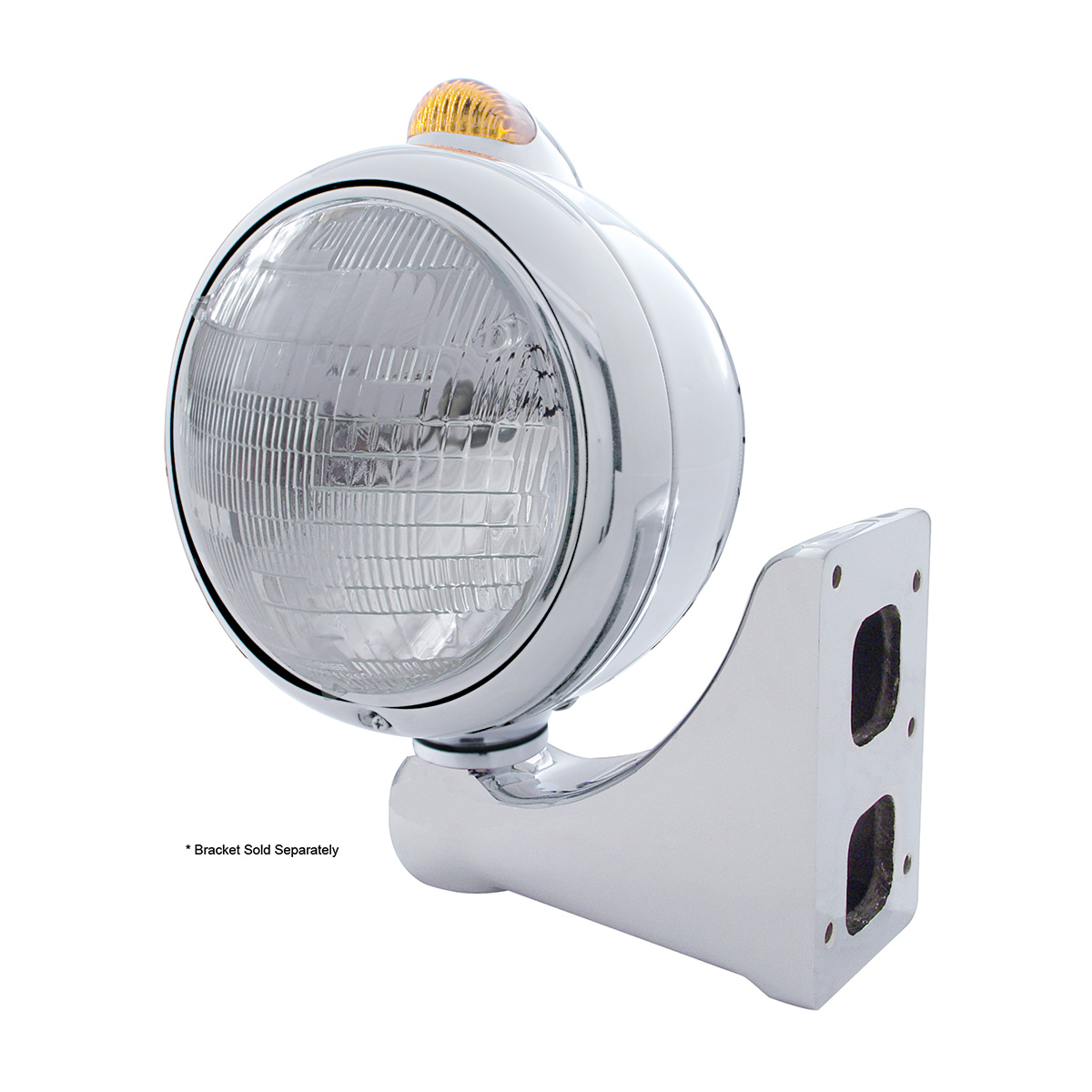 Chrome Guide 682-C Headlight 6014 & Dual Mode LED Signal - Amber Lens - Thumbnail 4