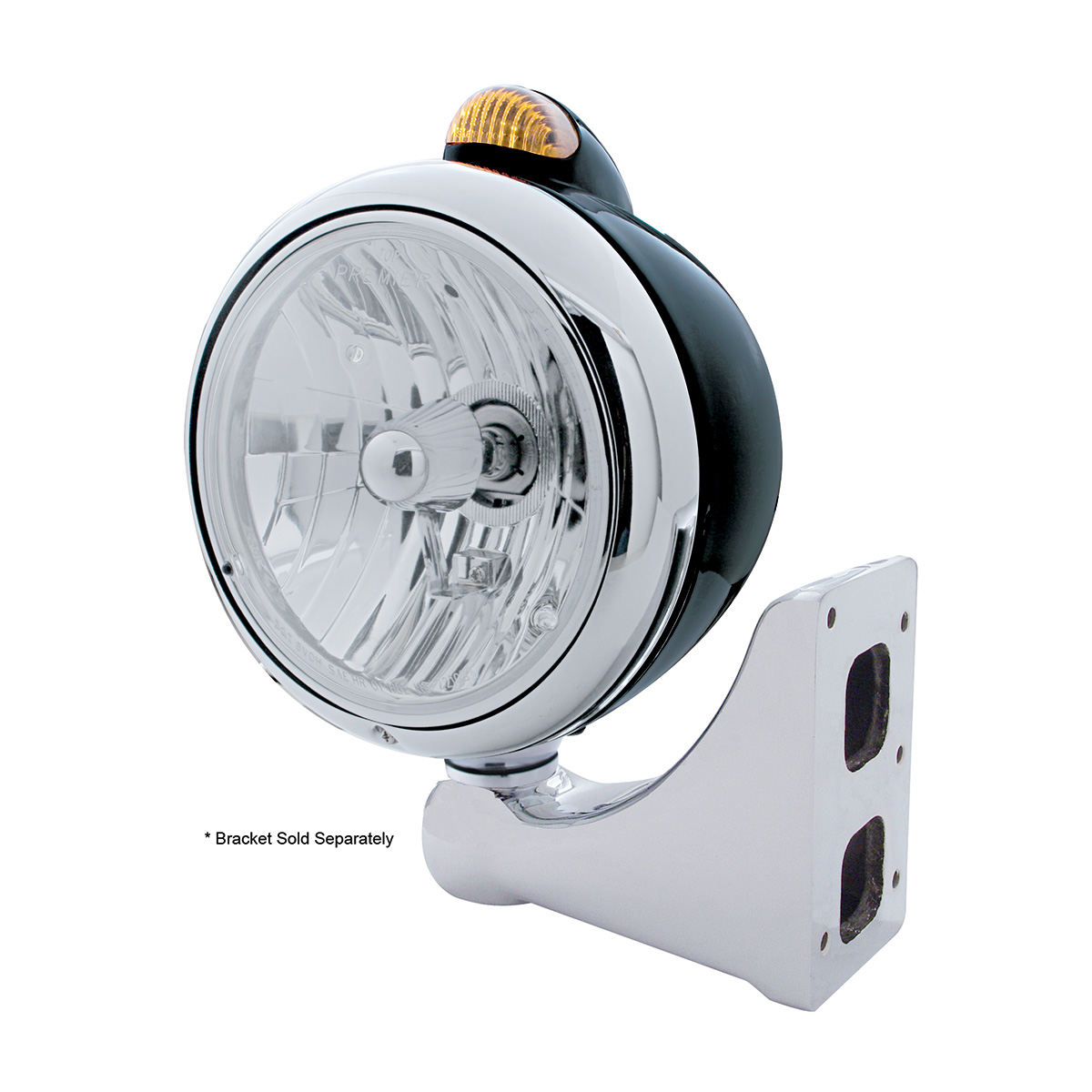 Black Guide 682-C Headlight Crystal H4 & Dual Mode LED Signal - Amber Lens - Thumbnail 4