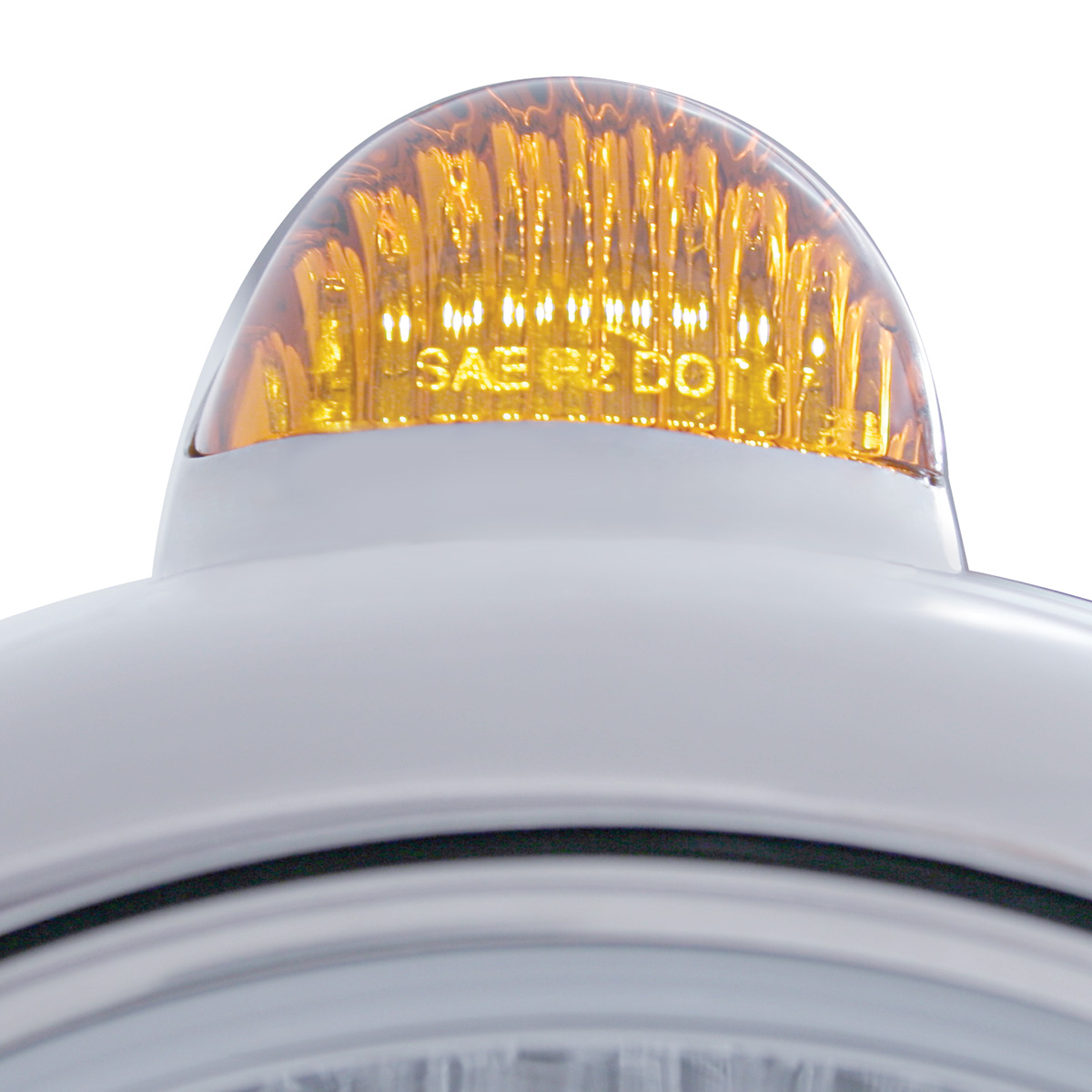 Stainless Steel Guide 682-C Headlight H4 With Amber LED & Dual Mode LED Signal-Amber Lens - Thumbnail 2