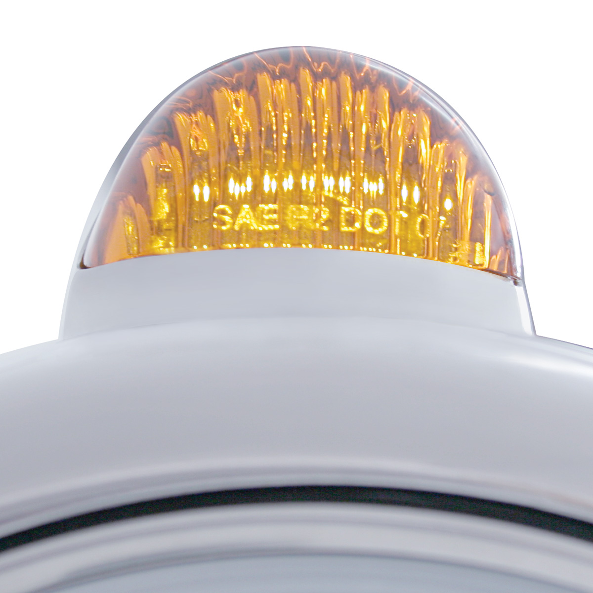 Chrome Guide 682-C Headlight H4 With Amber LED & Dual Mode LED Signal - Amber Lens - Thumbnail 2