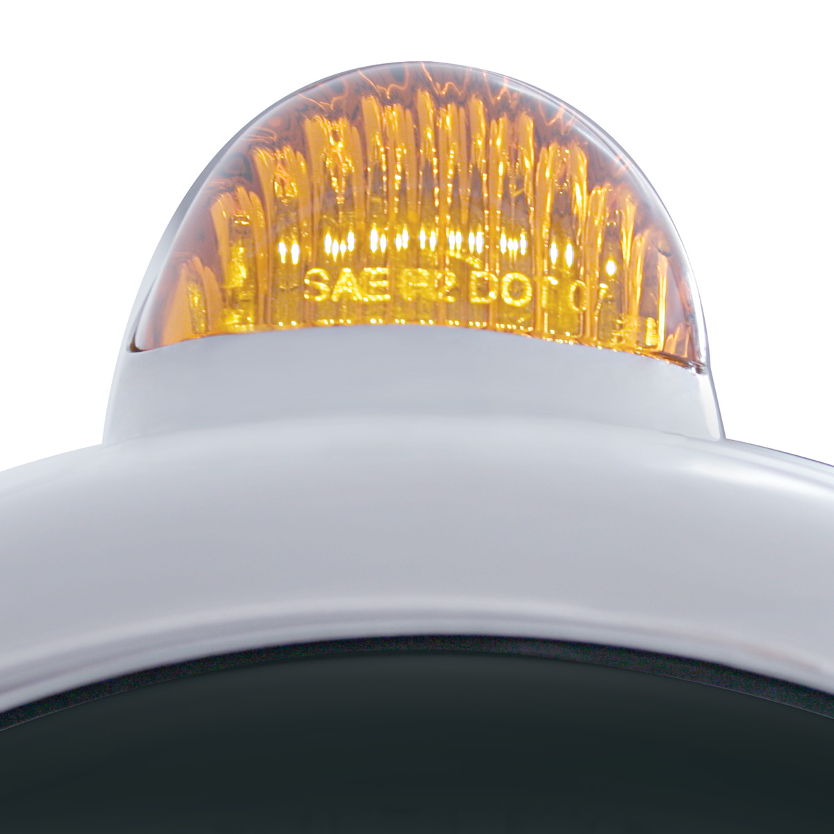 Stainless Steel Guide 682-C Headlight H4 With White LED & Dual Mode LED Signal - Amber Lens - Thumbnail 2