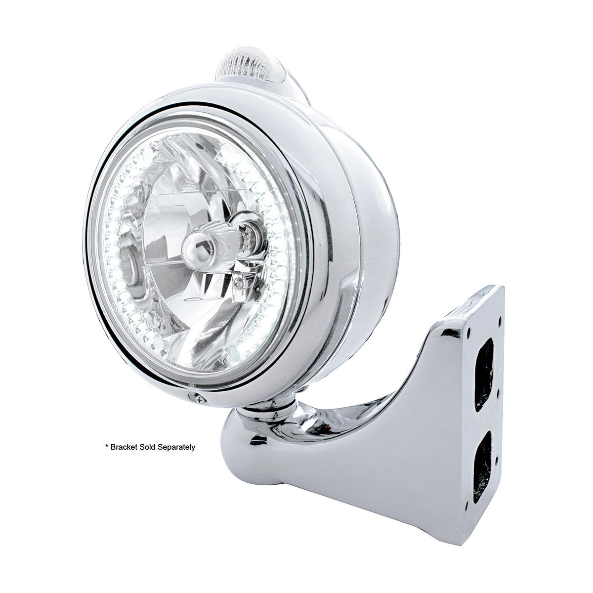 Stainless Steel Guide 682-C Headlight H4 With White LED & Dual Mode LED Signal - Clear Lens - Thumbnail 4