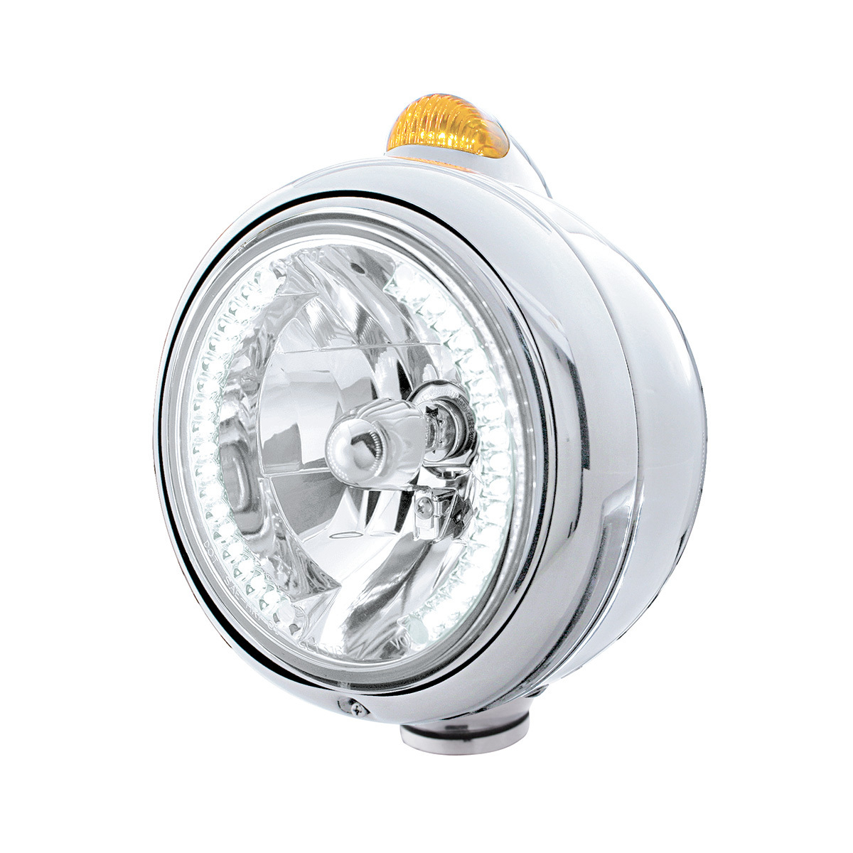Chrome Guide 682-C Headlight H4 With White LED & Dual Mode LED Signal - Amber Lens - Thumbnail 5