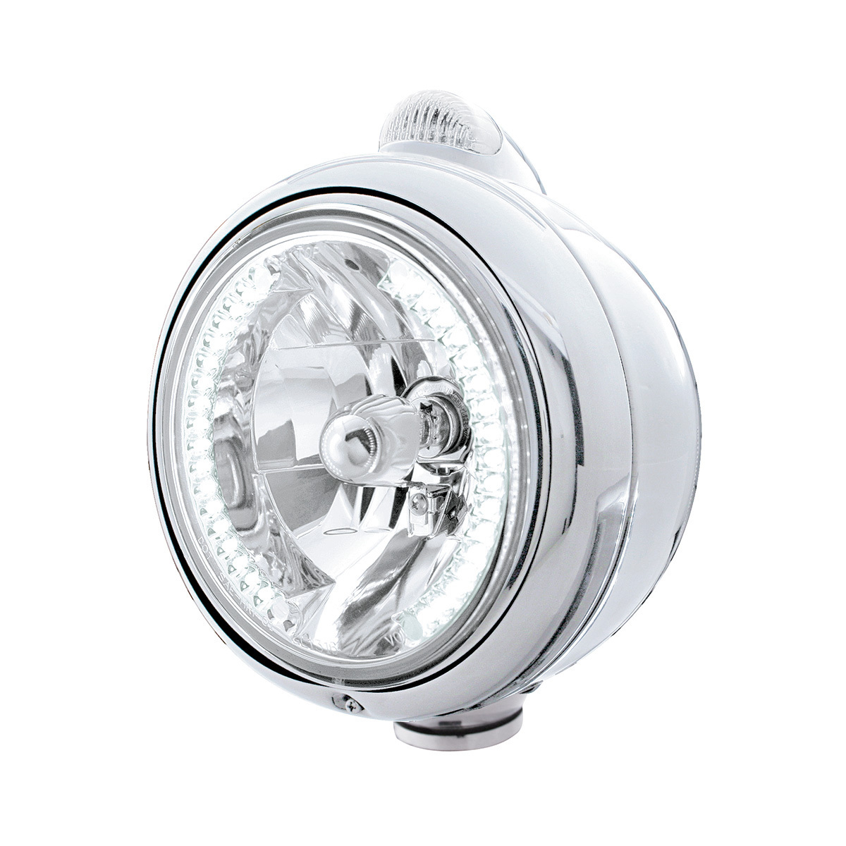 Chrome Guide 682-C Headlight H4 With White LED & Dual Mode LED Signal - Clear Lens - Thumbnail 5