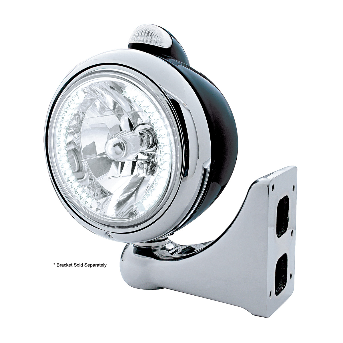 Black Guide 682-C Headlight H4 With White LED & Dual Mode LED Signal - Clear Lens - Thumbnail 4