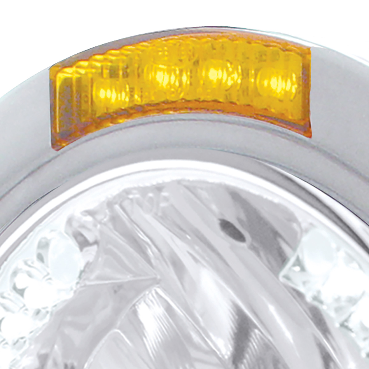 Stainless Steel Bullet Half Moon Headlight H4 With White LED & Dual Mode LED Signal-Amber Lens - Thumbnail 2