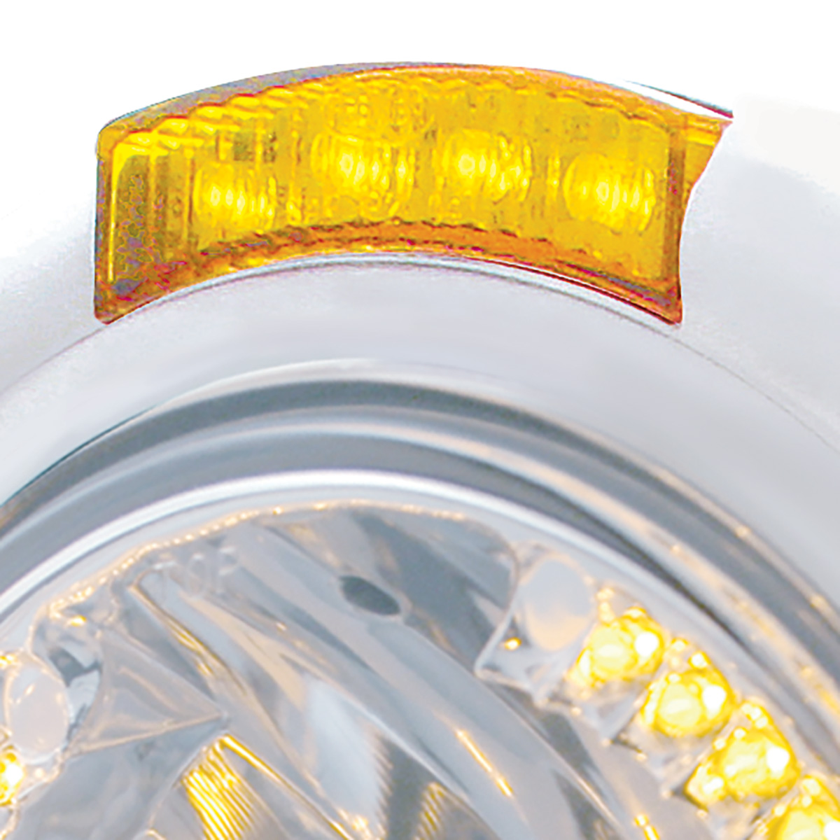 Stainless Steel Classic Headlight H4 With 34 Amber LED & Dual Mode LED Signal - Amber Lens - Thumbnail 2