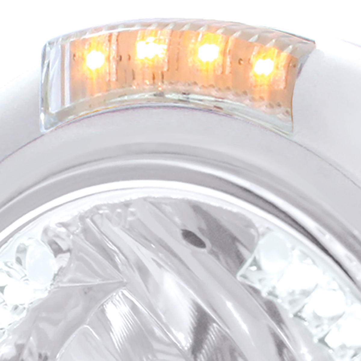 Stainless Steel Classic Headlight H4 With 34 White LED & Signal - Clear Lens - Thumbnail 2