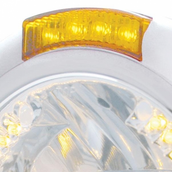 Chrome Classic Headlight H4 With 34 Amber LED & LED Signal - Amber Lens - Thumbnail 2