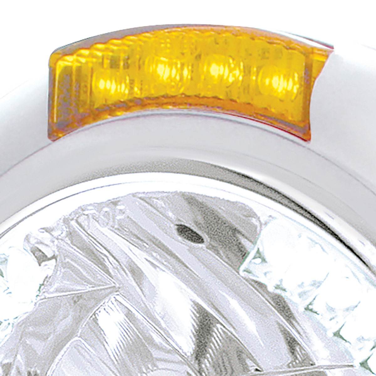 Chrome Classic Headlight H4 With 34 White LED & Signal - Amber Lens - Thumbnail 2