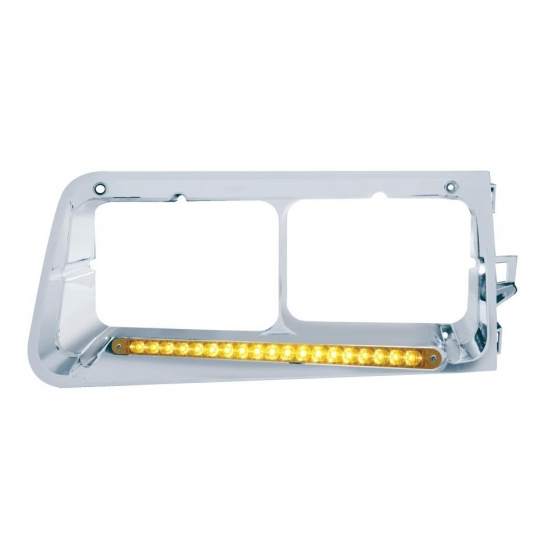 19 LED Headlight Bezel For 1989-2009 Freightliner FLD - Driver - Amber LED/Amber Lens