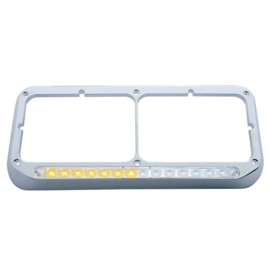 Rectangular Dual Headlight Bezel With LED Sequential Light Bar (Passenger) - Amber LED/Clear Lens