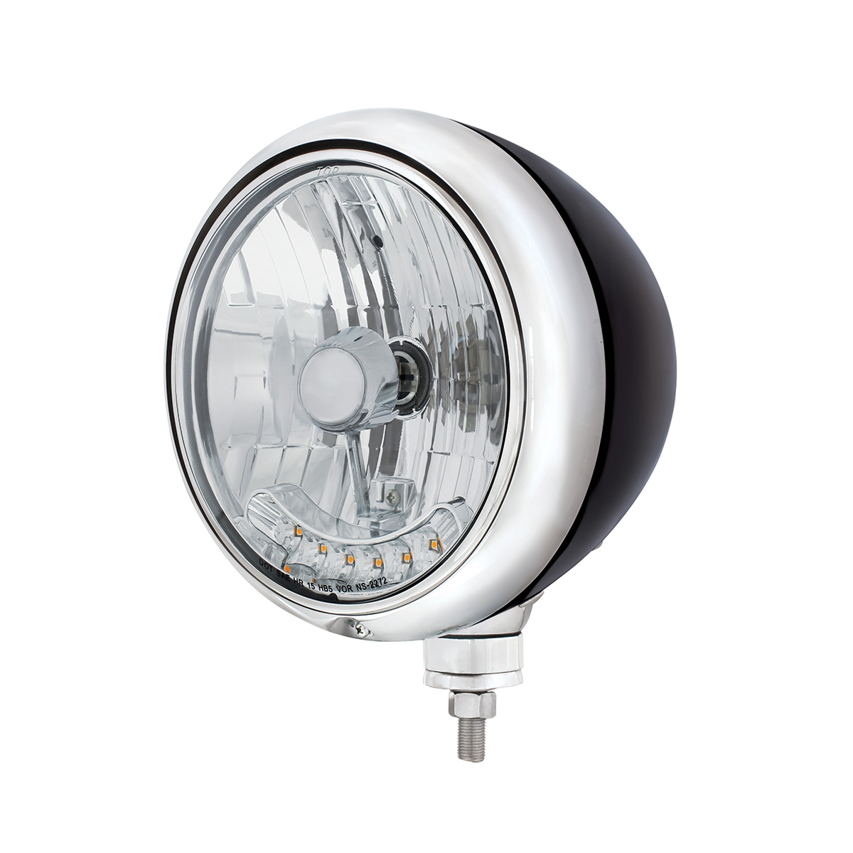 Black Guide 682-C Style Headlight H4 Bulb With 6 Amber LED - Thumbnail 3