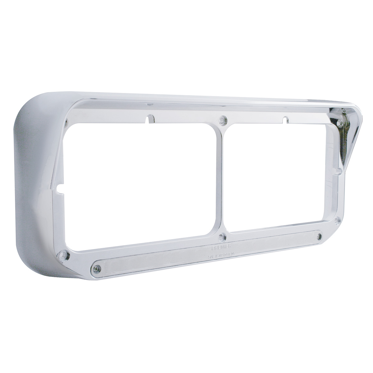 14 LED Chrome Rectangular Dual Headlight Bezel With Visor - Green LED/Clear Lens - Thumbnail 4