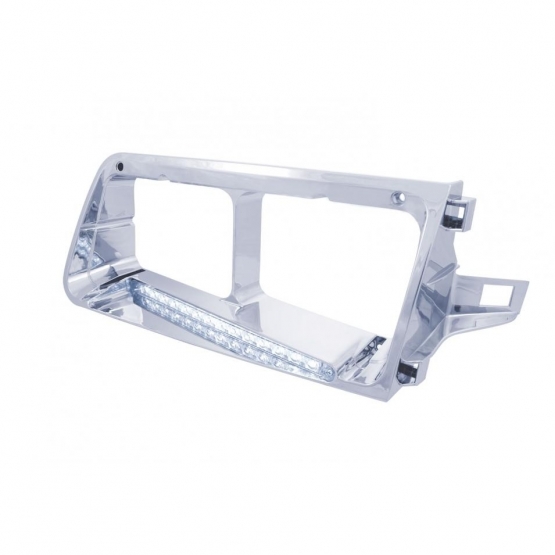 14 LED Headlight Bezel For 1989-2009 Freightliner FLD - Passenger - White LED/Clear Lens - Thumbnail 2