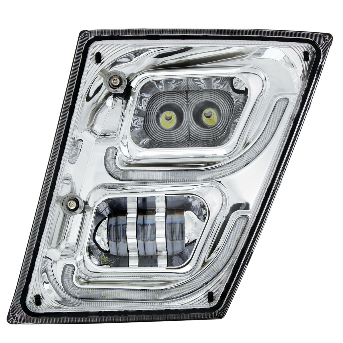 Chrome High Power LED Fog Light With LED DRL & Position Light for 2003-2017 Volvo VN/VNL - Driver - Thumbnail 7