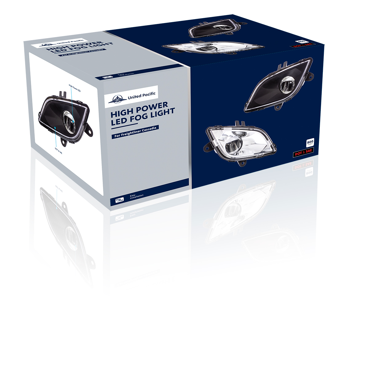 Chrome High Power LED Fog Light For 2018-2024 Freightliner Cascadia - Driver - Thumbnail 6