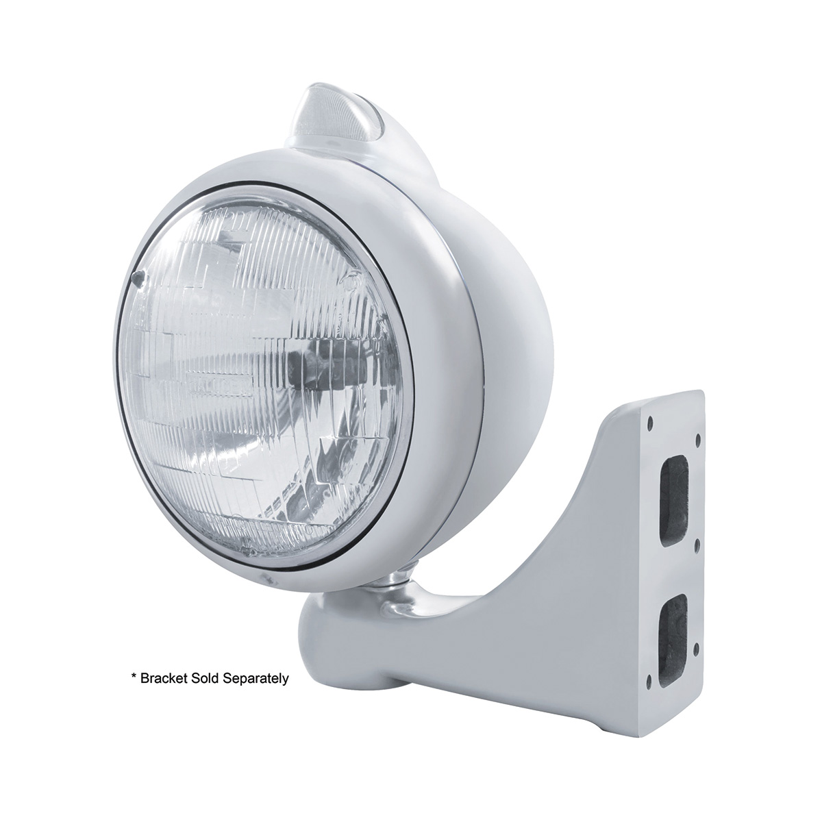 Stainless Steel Guide 682-C Headlight H6024 & Original Style LED Signal - Clear Lens - Thumbnail 3