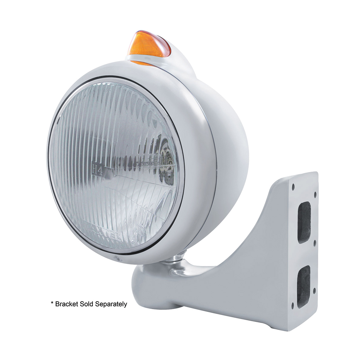 Chrome Guide 682-C Headlight H4 & Original Style LED Signal - Amber Lens - Thumbnail 3