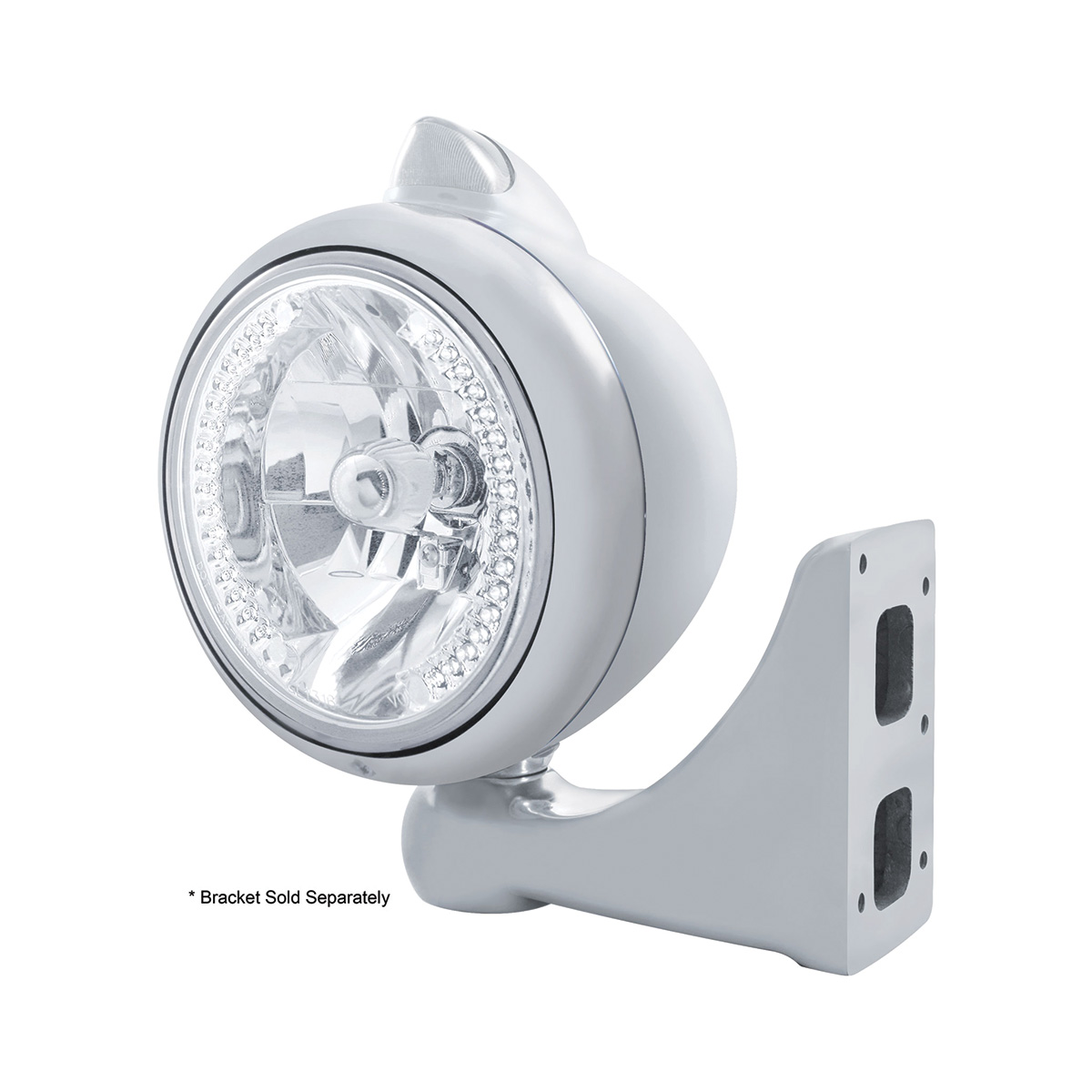 Chrome Guide 682-C Headlight H4 With White LED & Original Style LED Signal - Clear Lens - Thumbnail 3